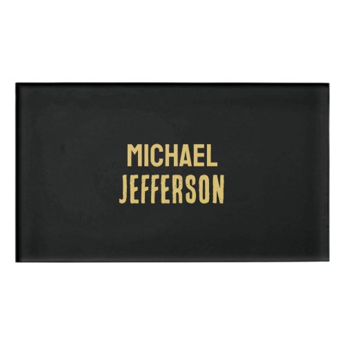 Gold black color elegant modern minimalist name tag