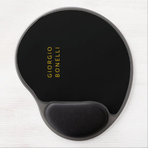 Gold & Black Color Minimalist Personal Modern Name Gel Mouse Pad