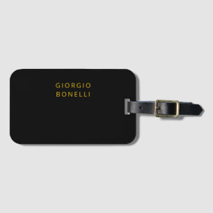 Gold & Black Color Minimalist Personal Modern Name Luggage Tag