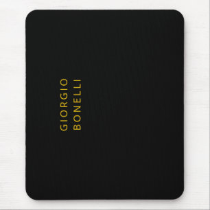 Gold & Black Color Minimalist Personal Modern Name Mouse Pad