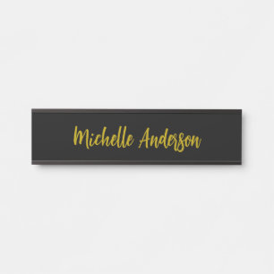 Gold & Black Color Modern Minimalist Name Door Sign