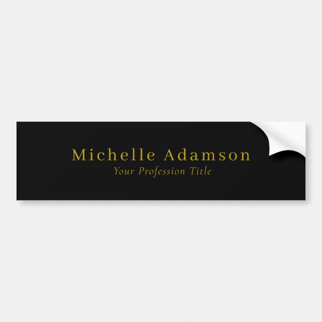 Gold & Black Color Professional Plain Modern Bumper Sticker (Front)