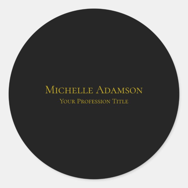 Gold & Black Color Professional Plain Modern Classic Round Sticker (Front)
