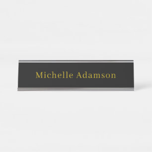 Gold & Black Color Professional Plain Modern Desk Name Plate