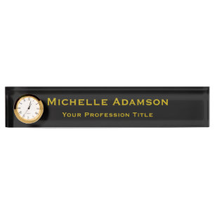 Gold & Black Color Professional Plain Modern Desk Name Plate