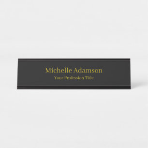 Gold & Black Color Professional Plain Modern Desk Name Plate