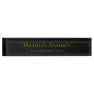 Gold & Black Color Professional Plain Modern Desk Name Plate