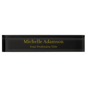 Gold & Black Color Professional Plain Modern Desk Name Plate