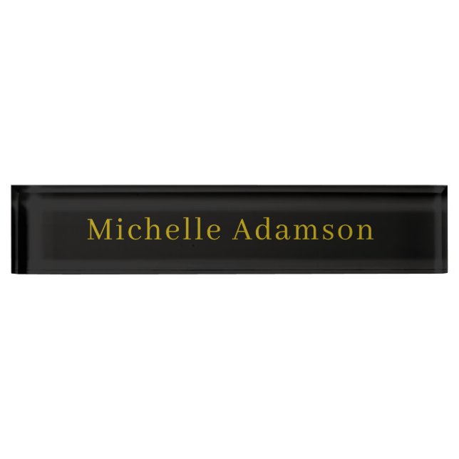 Gold & Black Color Professional Plain Modern Desk Name Plate (Front)