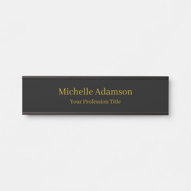 Gold & Black Color Professional Plain Modern Door Sign (Front)