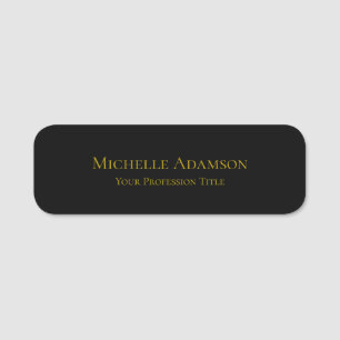 Gold & Black Color Professional Plain Modern Name Tag
