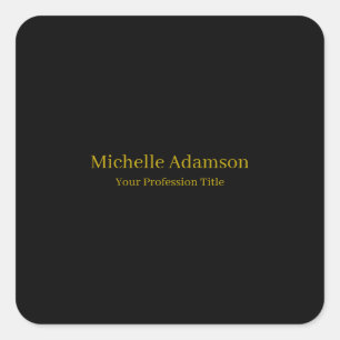 Gold & Black Color Professional Plain Modern Square Sticker