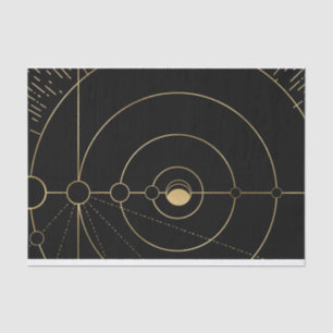 Gold black compass lunar moon phases tissue paper