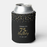 Gold & Black Confetti 75th Birthday Party Favor