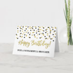 Gold Black Confetti Brother Birthday Card<br><div class="desc">Birthday card for brother with gold and black modern confetti pattern.</div>