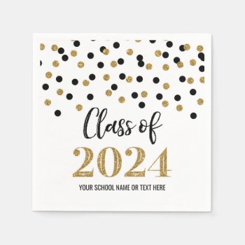 Gold Black Confetti Class Of 2024  Napkins by DreamingMindCards at Zazzle