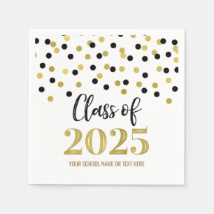 Gold Black Confetti Class of 2025 Napkins