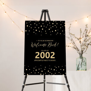 Gold & Black Confetti Class Reunion Party Welcome Foam Board
