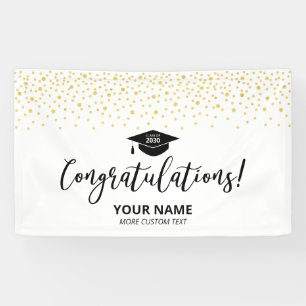 Gold & Black Confetti Congratulation Graduation Banner
