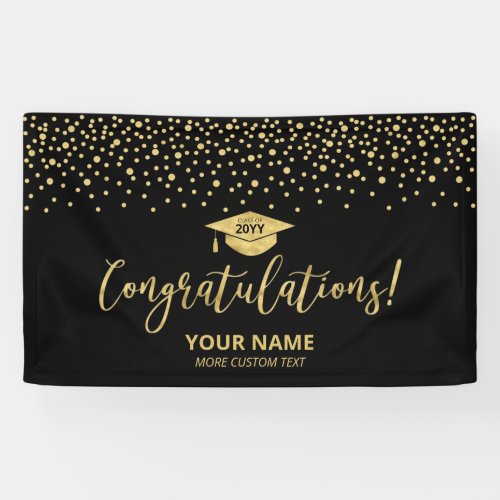 Gold  Black Confetti Congratulation Graduation Banner