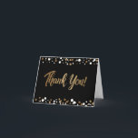 Gold Black confetti Customizable 70th Birthday Thank You Card<br><div class="desc">Express your gratitude with our "Gold Black Confetti Customizable 70th Birthday Thank You Card." This folded card is the perfect way to send a heartfelt thank you to your loved ones for making your 70th birthday celebration extra special. With its elegant and chic design, this card features printed gold and...</div>