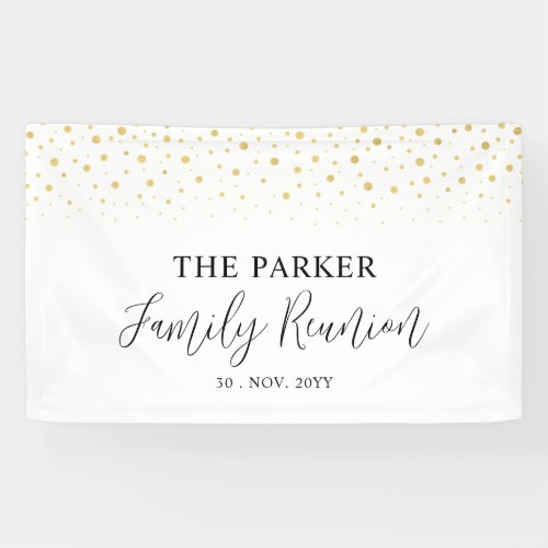Gold  Black Confetti Family Reunion Party Welcome Banner