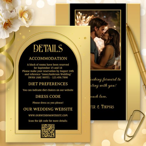 Gold Black Confetti Glitter Wedding Enclosure Card