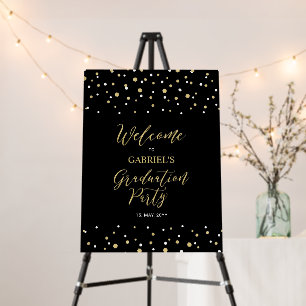 Gold & Black Confetti Graduation Party Welcome Foa Foam Board