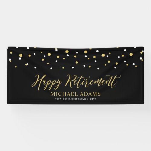 Gold & Black Confetti | Happy Retirement Party Ban