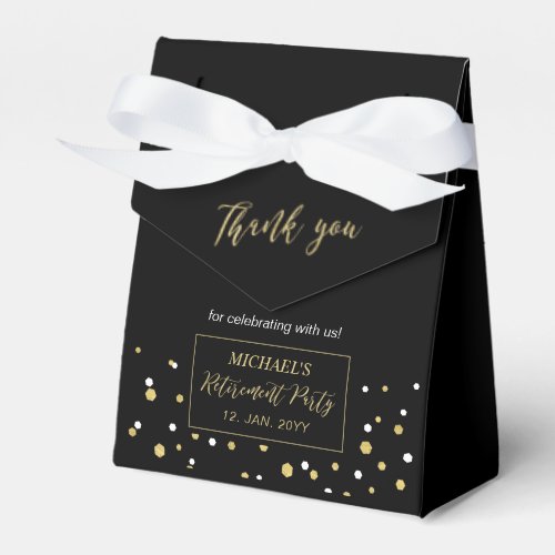 Gold & Black Confetti Modern Retirement Party