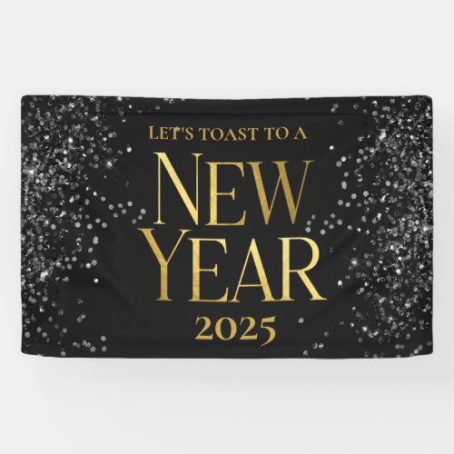 Gold Black Confetti New Years Eve Party Banner