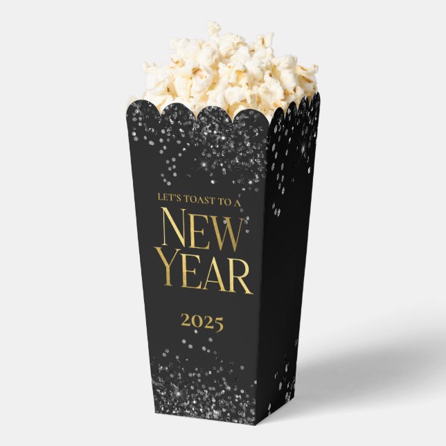 Gold Black Confetti New Year's Eve Party Favor Boxes (Popped)