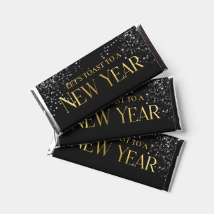 Gold Black Confetti New Year's Eve Party Hershey Bar Favors