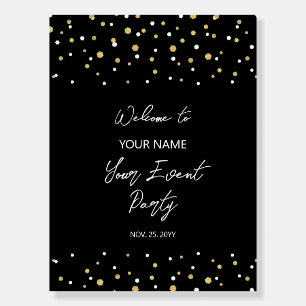 Gold & Black Confetti Party Event Welcome Foam Board