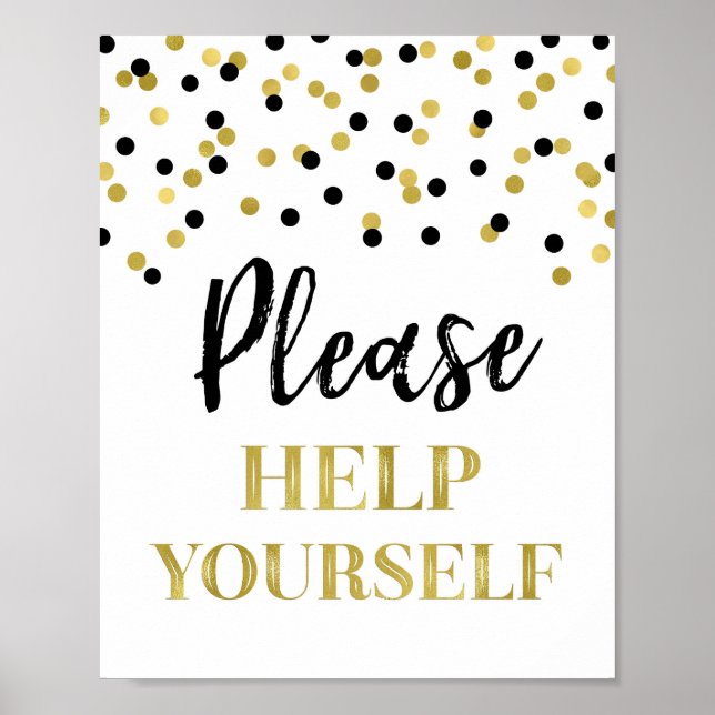Gold Black Confetti Please Help Yourself Sign (Front)