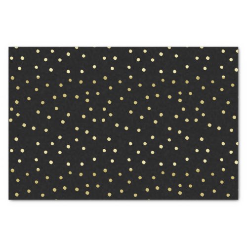 Gold  Black Confetti Polkadots Tissue Paper