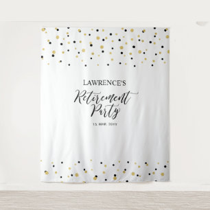 Gold & Black Confetti Retirement Party Backdrop