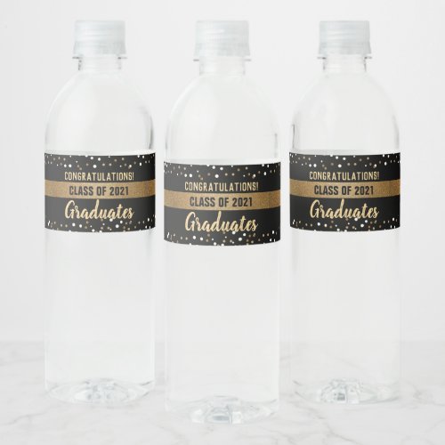 Gold black Congratulations Class of 2021Graduates Water Bottle Label