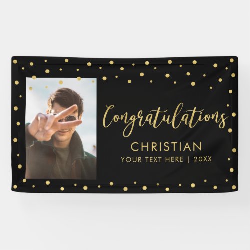 Gold  Black  Congratulations Party Event Photo Banner