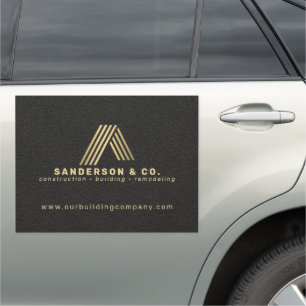 Gold black construction company advertising car magnet