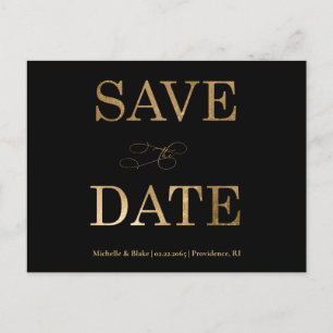 Gold & Black Contemporary Save the Date Postcard