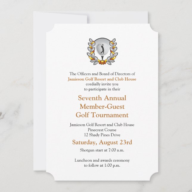 Gold Black Corporate Golf Tournament Invitation (Front)
