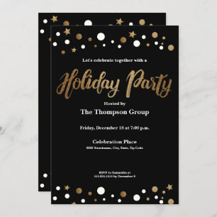 Gold Black Corporate Holiday Christmas Party Invitation