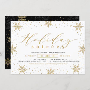 Gold & Black Corporate Holiday Soiree Party Invitation
