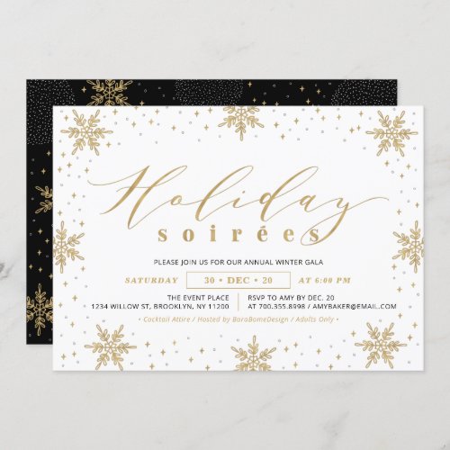 Gold  Black Corporate Holiday Soiree Party Invitation