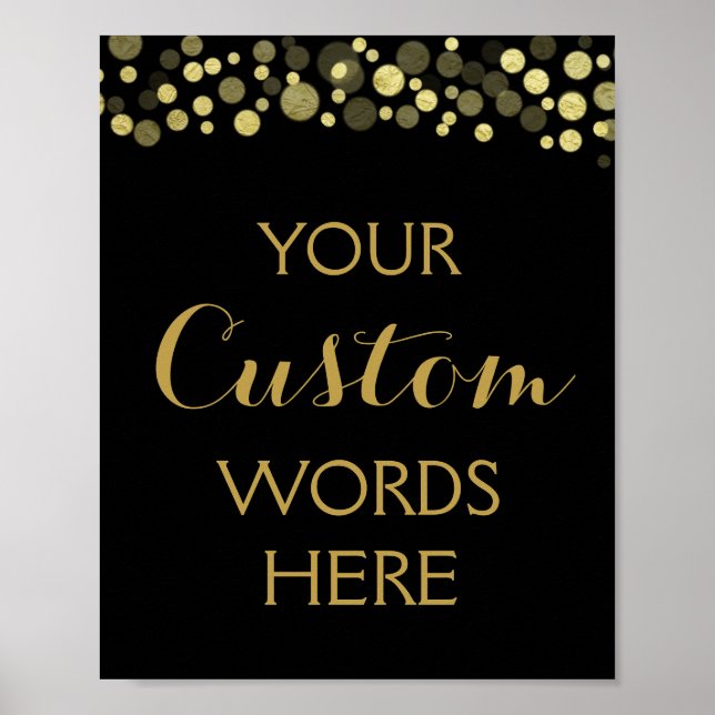 GOLD & black  create your own custom sign (Front)