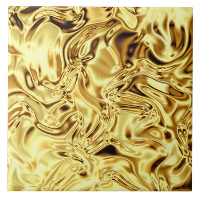 Gold Black Crinkle Pretty Ceramic Tile (Front)