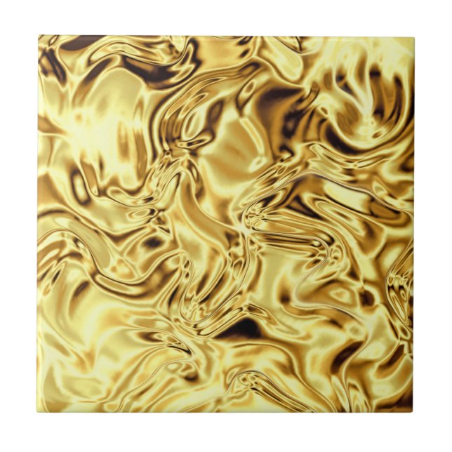 Gold Black Crinkle Pretty Ceramic Tile (Front)
