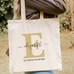 Gold Black Custom Bridal Party Bridesmaid Gift Tot Tote Bag<br><div class="desc">Do you need a bridal party gift? You sure do! With these gold and black personalized tote bags, your bridesmaids will love carrying their own personalized tote bag to the wedding. These tote bags are perfect for any occasion, from a personal gift for the bride to a stylish accessory for...</div>