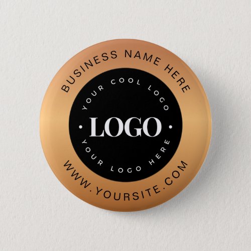 Gold  Black Custom Logo Text Business Corporate  Button